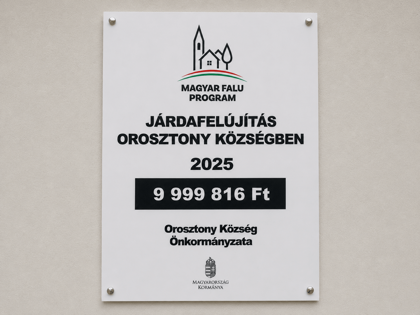 Magyar Falu Program – járdafelújítás Orosztony községben