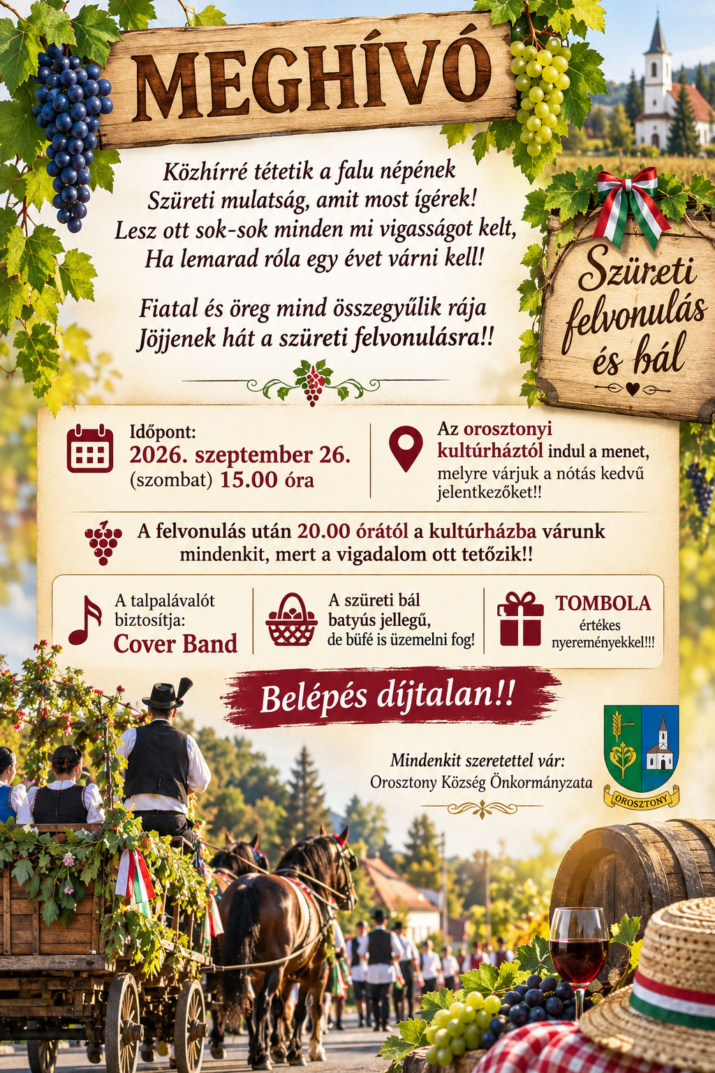 Szüreti felvonulás és bál Orosztonyban